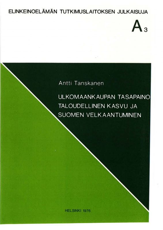 Ulkomaankaupan tasapaino, taloudellinen kasvu ja Suomen velkaantuminen - A3