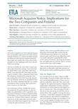 Microsoft Acquires Nokia: Implications for the Two Companies and Finland - ETLA-Muistio-Brief-16