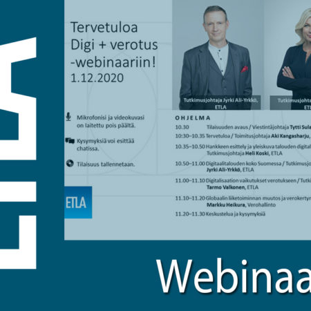 Digitaalitalous Suomessa ja sen vaikutukset verotukseen: webinaari