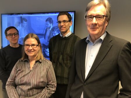 Ennusteryhmä 2018: Markku Lehmus, Birgitta Berg-Andersson, Ville Kaitila sekä ennustepäällikkö Markku Kotilainen.