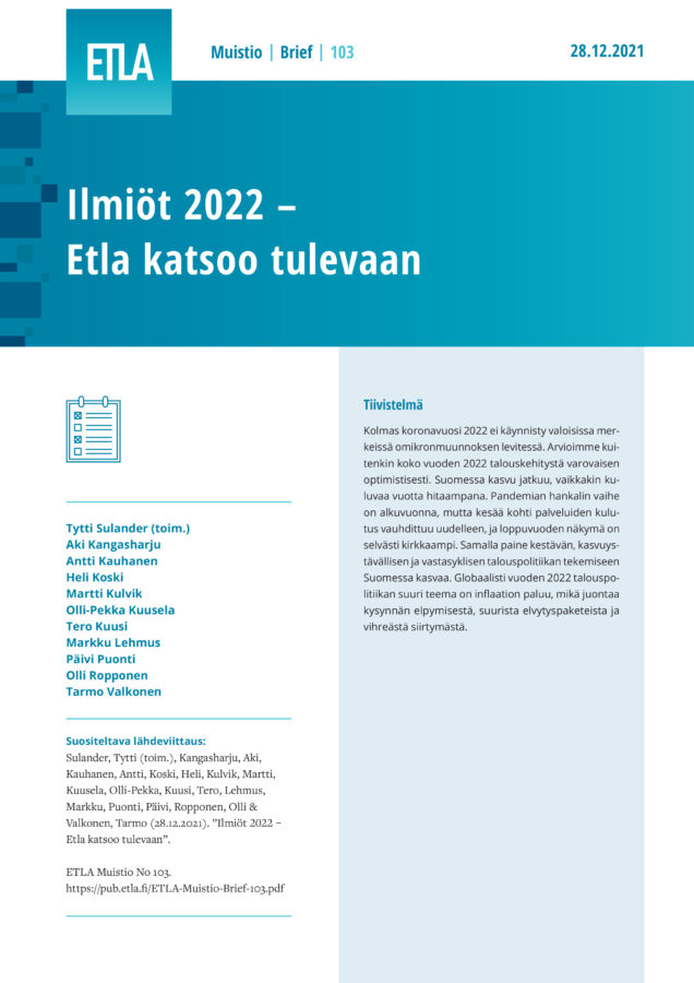 Ilmiöt 2022 – Etla katsoo tulevaan - ETLA-Muistio-Brief-103
