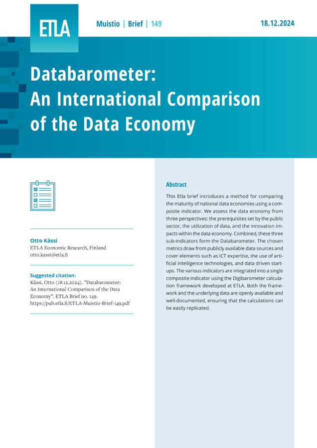 Databarometer: An International Comparison of the Data Economy - ETLA-Muistio-Brief-149
