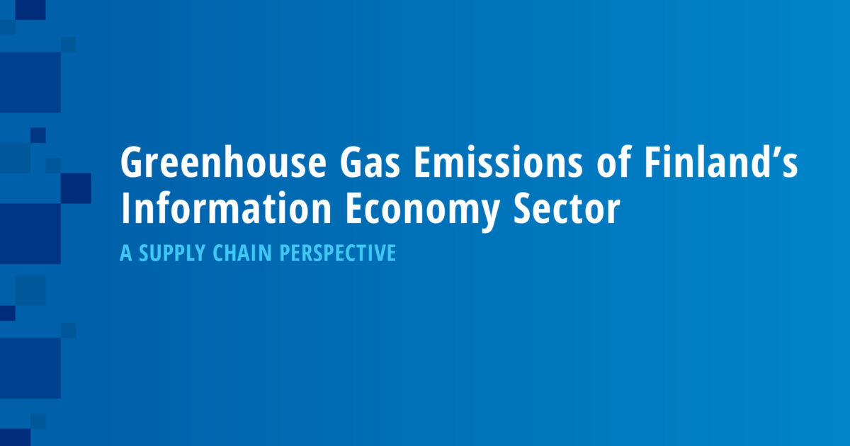 Greenhouse Gas Emissions of Finland’s Information Economy Sector: A Supply Chain Perspective