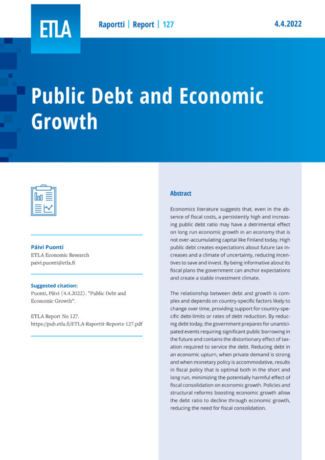 Public Debt and Economic Growth - ETLA-Raportit-Reports-127