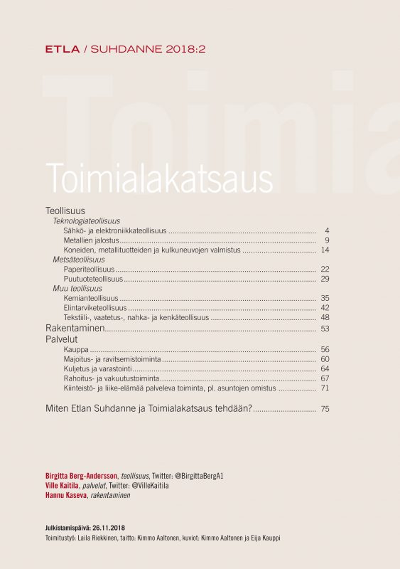 Toimialakatsaus 2018:2 - ETLA-Toimialakatsaus-2018-2