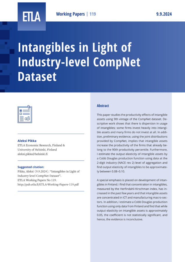 Intangibles in Light of Industry-level CompNet Dataset - ETLA-Working-Papers-119