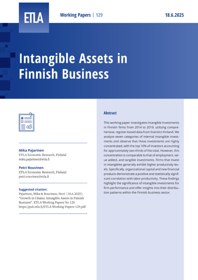 Intangible Assets in Finnish Business - ETLA-Working-Papers-129
