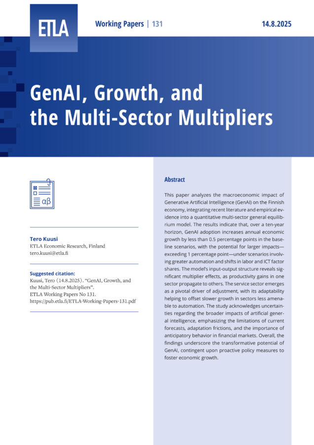 GenAI, Growth, and the Multi-Sector Multipliers - ETLA-Working-Papers-131