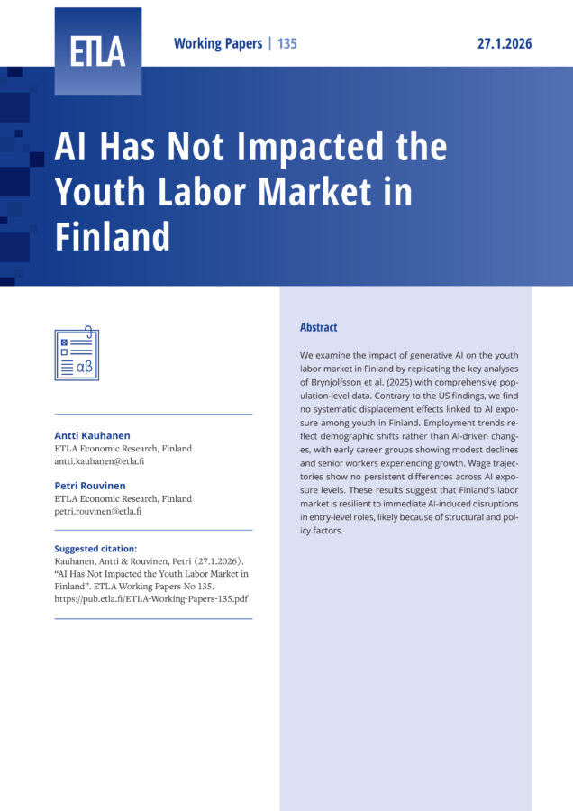 AI Has Not Impacted the Youth Labor Market in Finland - ETLA-Working-Papers-135
