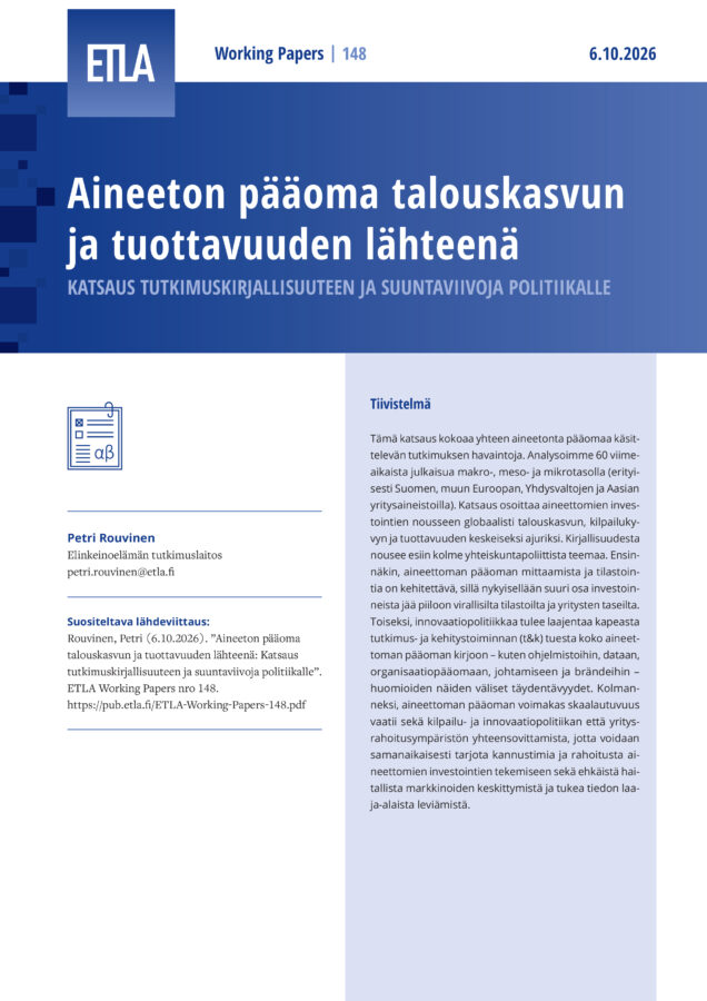 Intangible Capital as a Source of Economic Growth and Productivity: A Literature Review and Policy Guidelines - ETLA-Working-Papers-148
