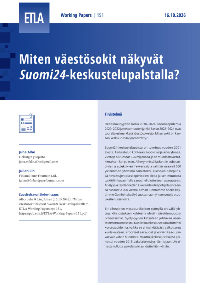 How Demographic Shocks Show Up in Suomi24 Discussion Forum? - ETLA-Working-Papers-151