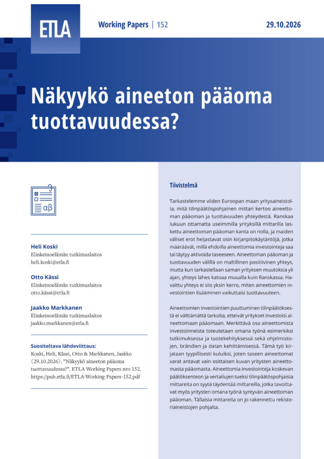 Does Intangible Capital Show Up in Productivity? - ETLA-Working-Papers-152