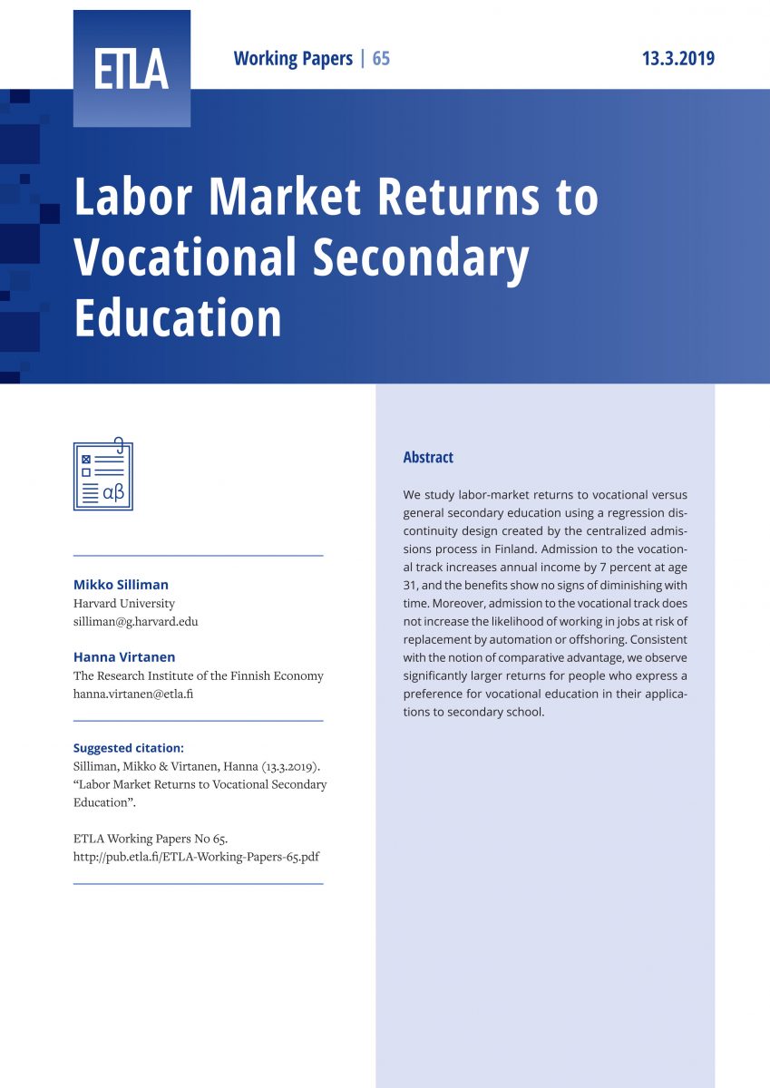 Labor Market Returns to Vocational Secondary Education