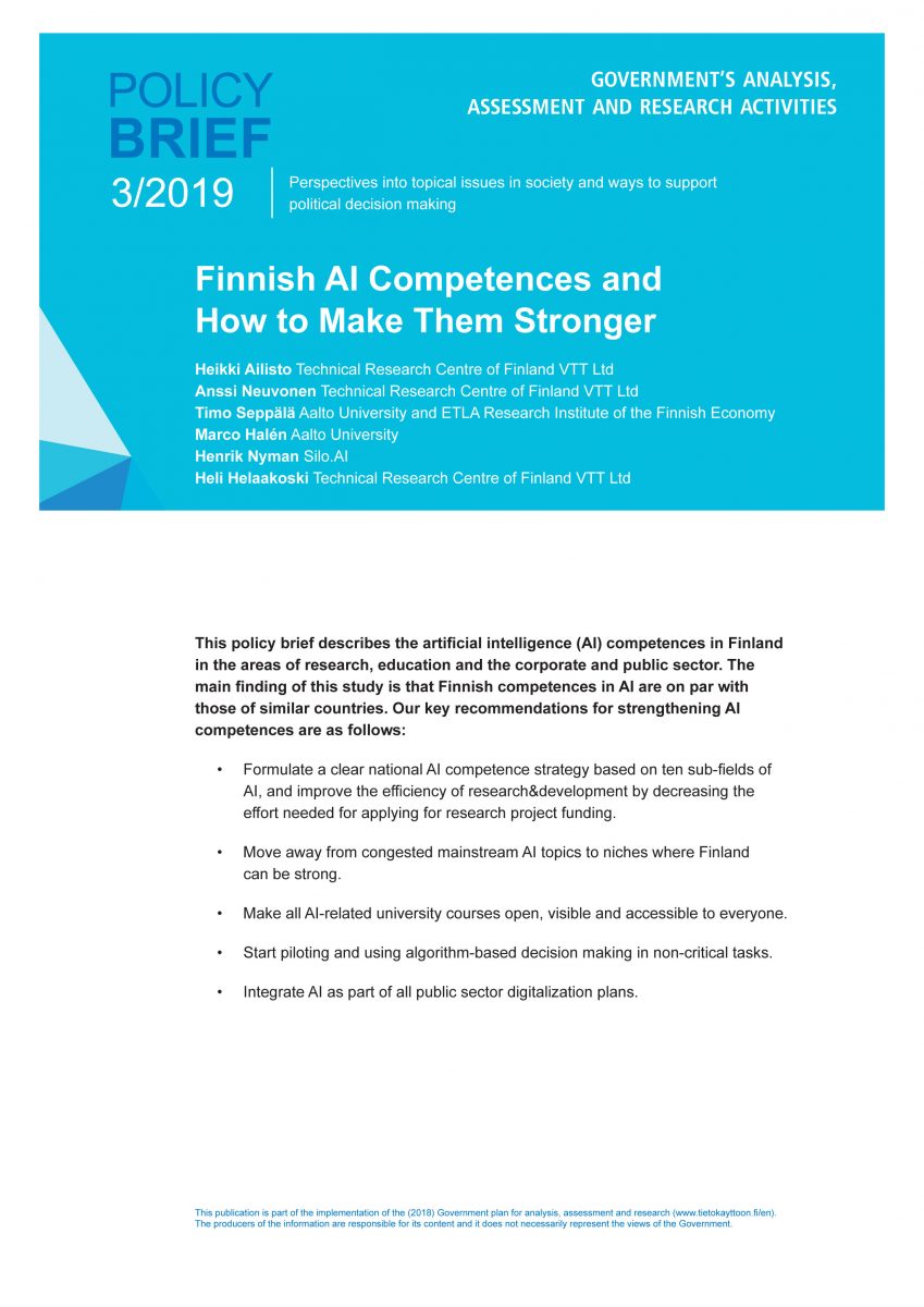 Finnish AI Competences and How to Make Them Stronger