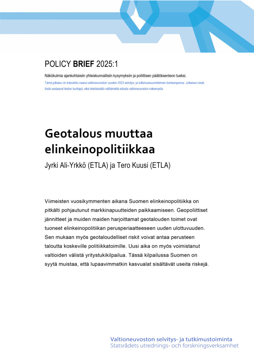 Geotalous muuttaa elinkeinopolitiikkaa
